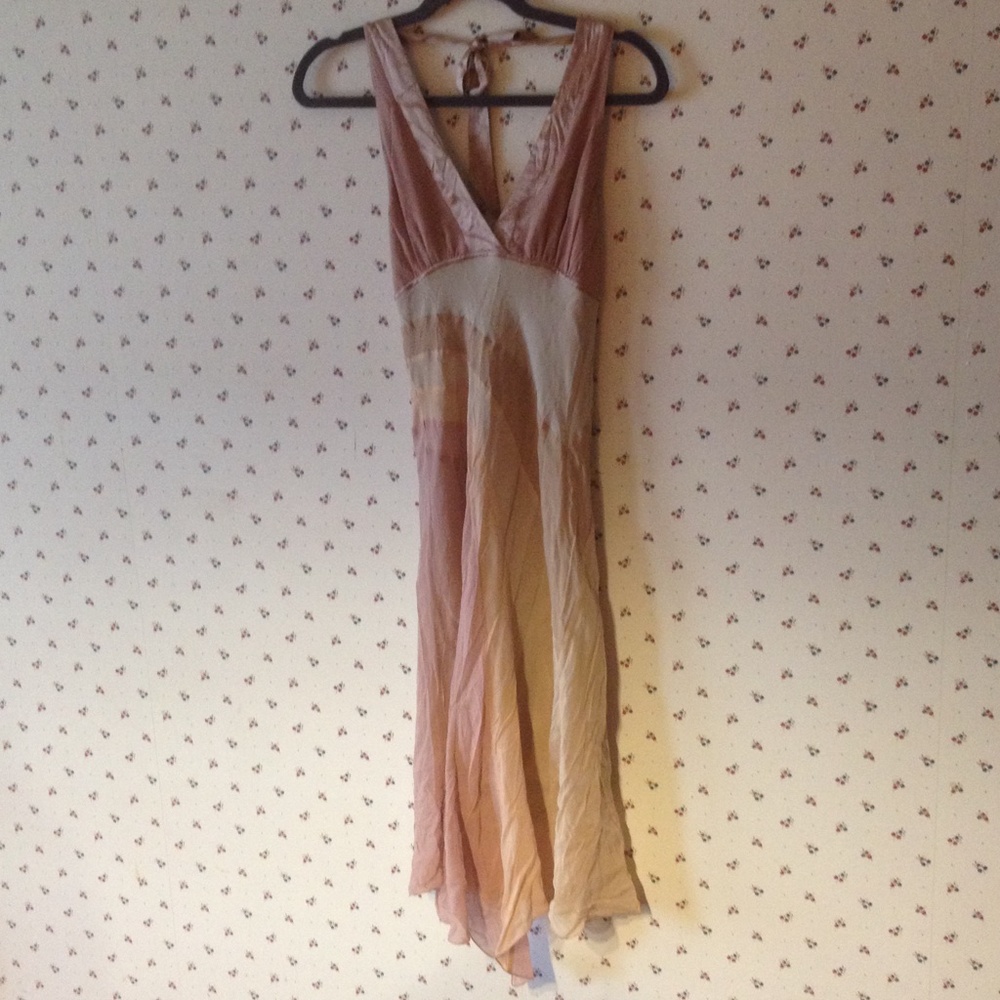 bebe Pink and Cream Multi-Tone V-Neck Maxi Dress Y2K